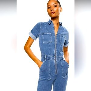 Mango dark denim jumpsuit in size Small; slightly used